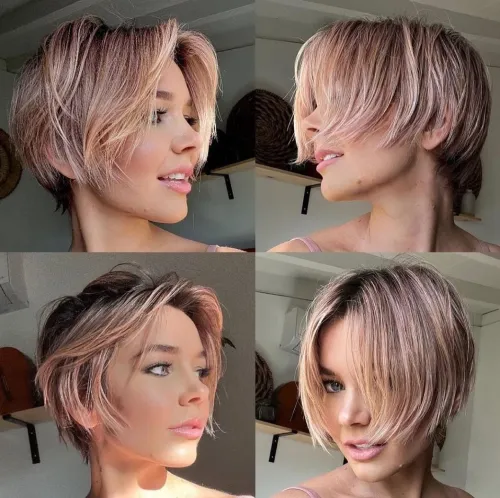 9. پیکسی رزگلد خردشده (Rose Gold Choppy Crop)